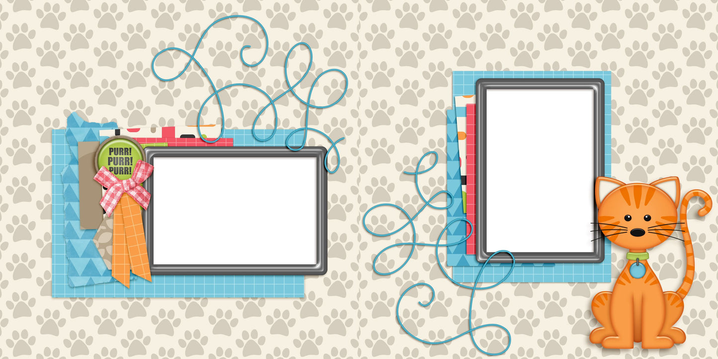 Purr on Your Heart Cat - EZ Digital Scrapbook Pages - INSTANT DOWNLOAD