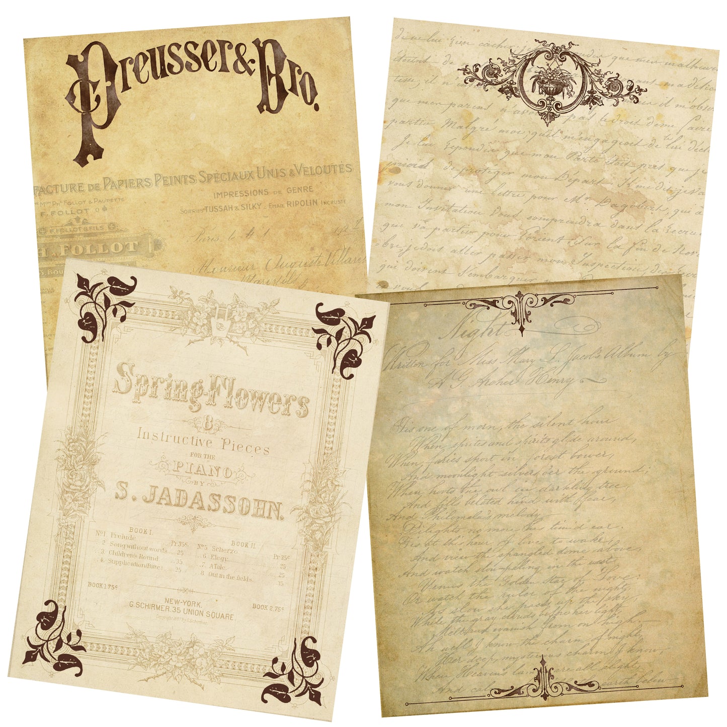 Vintage Ephemera Journal Paper Pack - 7071 - EZscrapbooks Scrapbook Layouts Journals