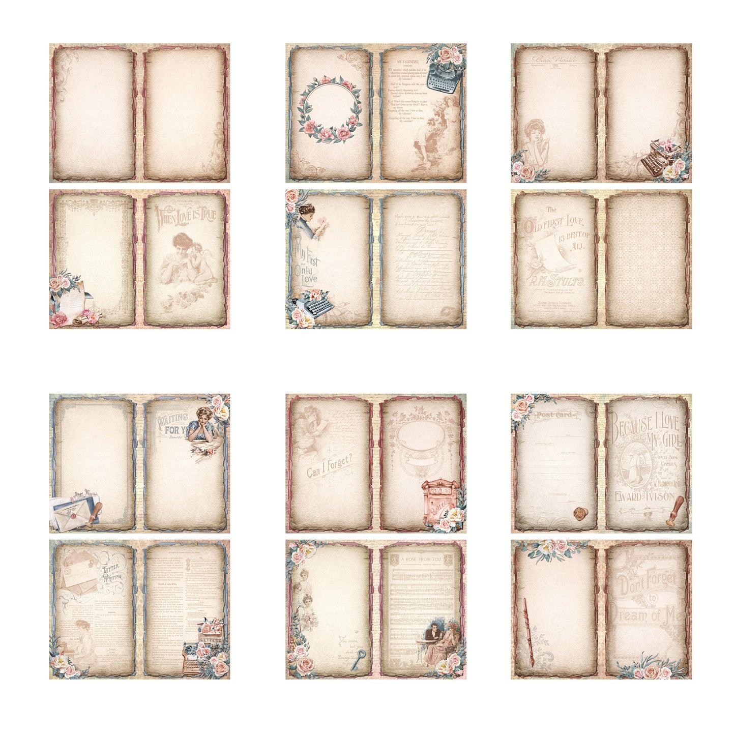 Romantic Letters Mini Journal Pages - 7634