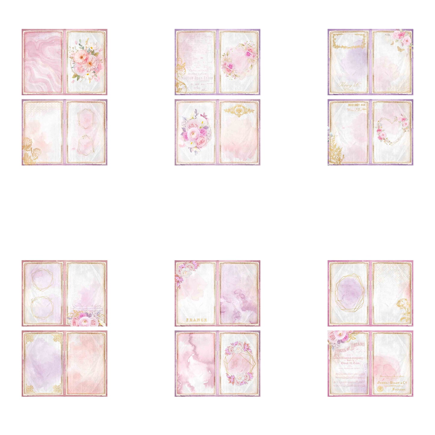 Watercolor Pink Flowers Mini Journal Pages - 7563