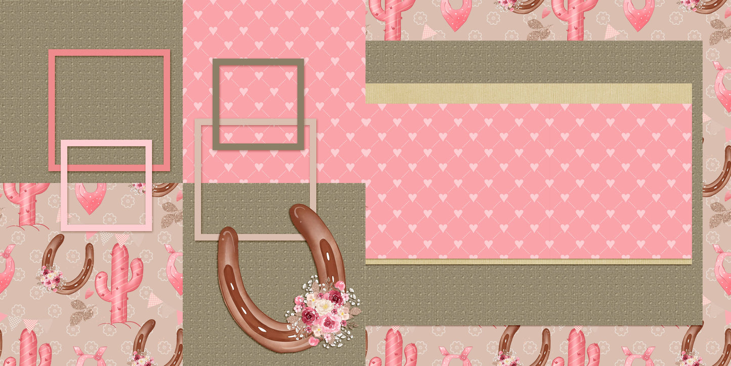 Little Cowgirl EZ Background Pages - Digital Bundle - 10 Digital Scrapbook Pages - INSTANT DOWNLOAD