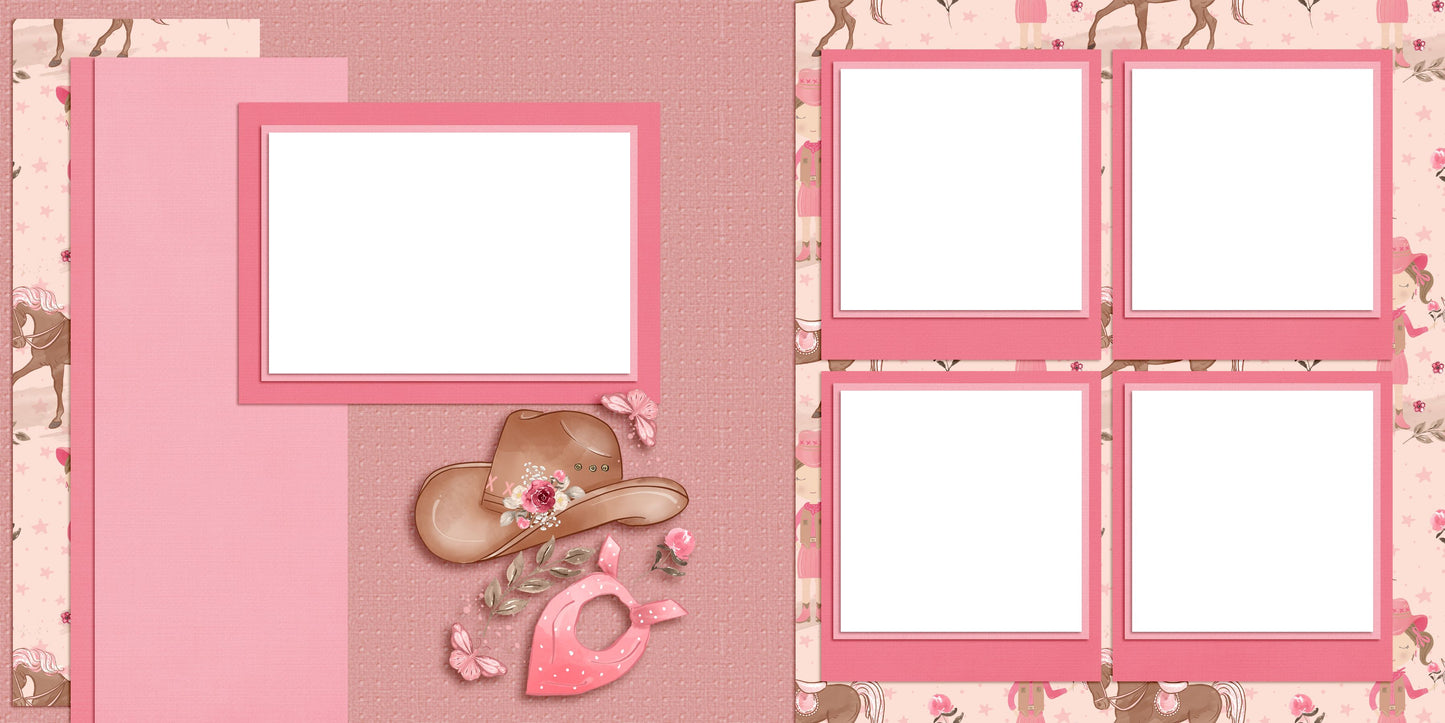 Little Cowgirl Hat - EZ Digital Scrapbook Pages - INSTANT DOWNLOAD
