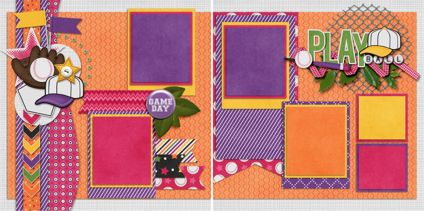 Play Ball Girl - 3198 - EZscrapbooks Scrapbook Layouts softball, Sports