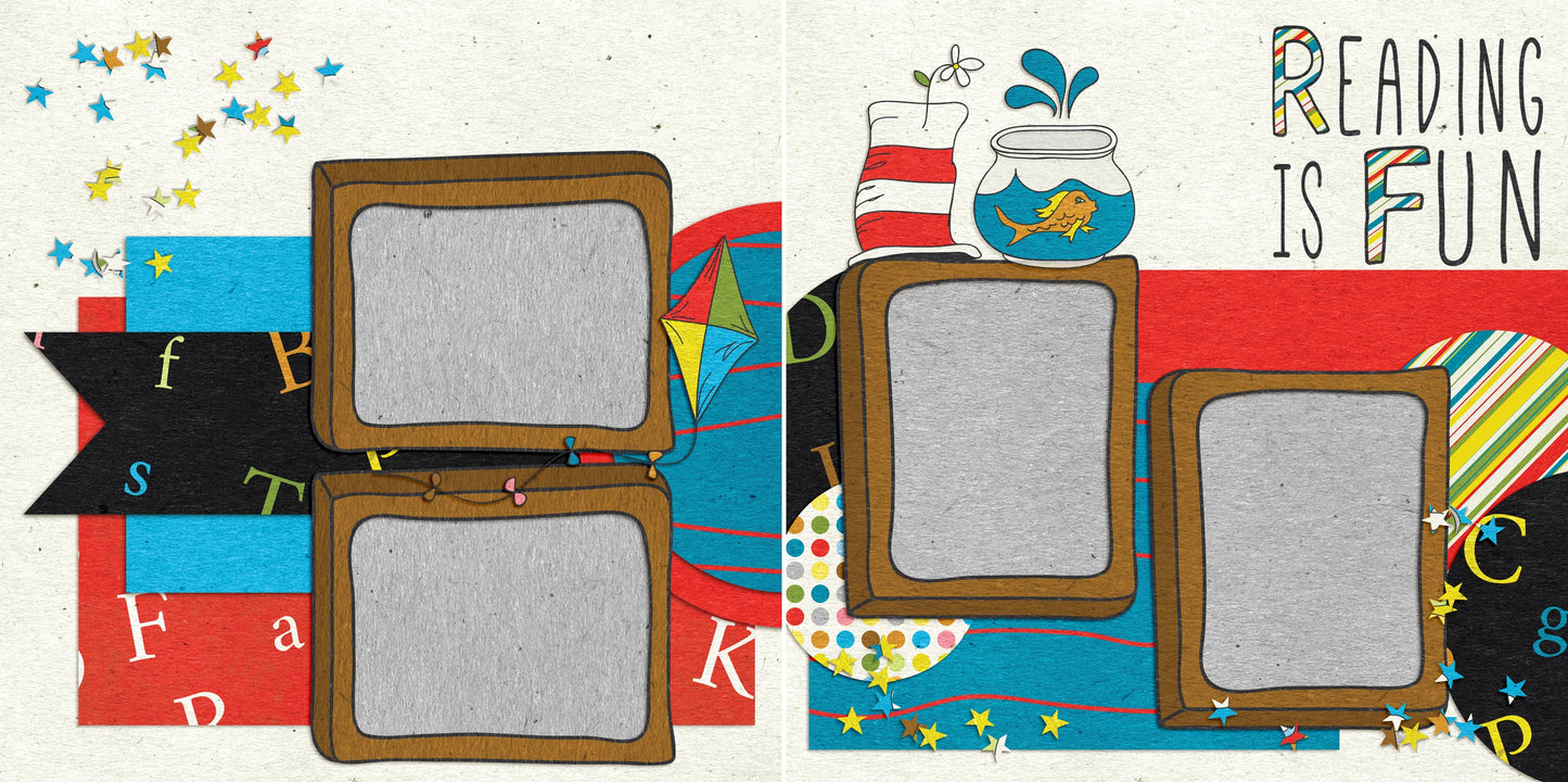 Reading is Fun - 4982 - EZscrapbooks Scrapbook Layouts back to school, School