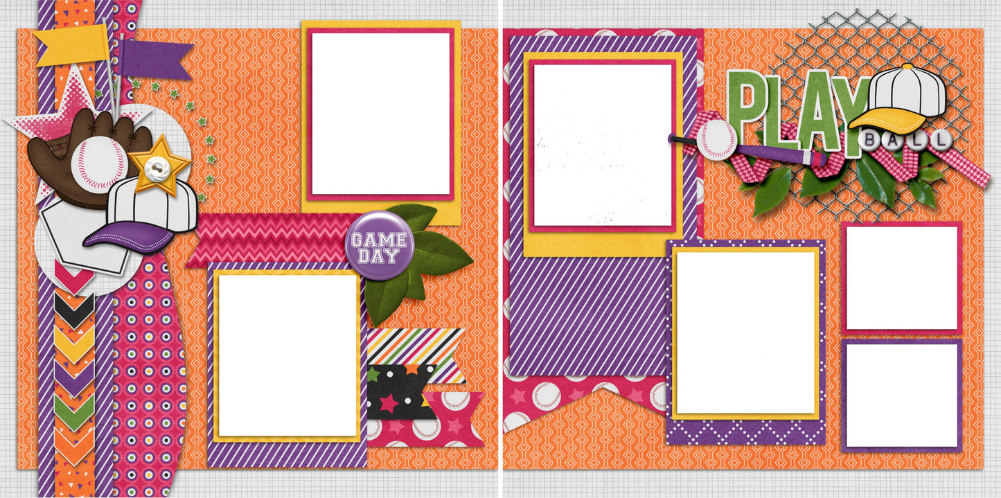 Play Ball Girl - Digital Scrapbook Pages - INSTANT DOWNLOAD - EZscrapbooks Scrapbook Layouts softball, Sports