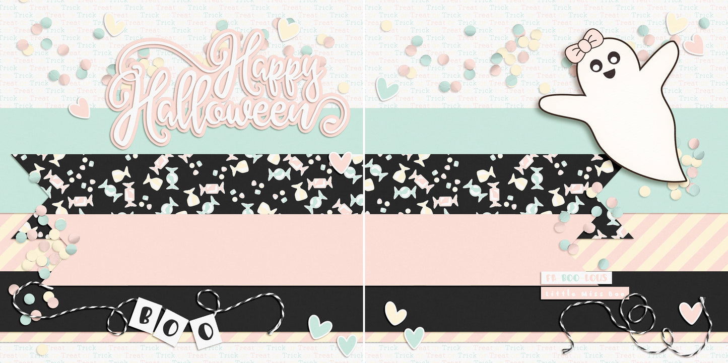 Happy Halloween - Pink Ghost NPM - 4981 - EZscrapbooks Scrapbook Layouts Halloween