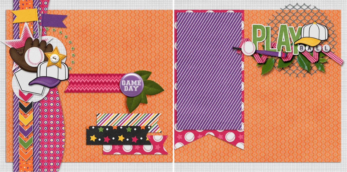Play Ball Girl NPM - 3199 - EZscrapbooks Scrapbook Layouts softball, Sports