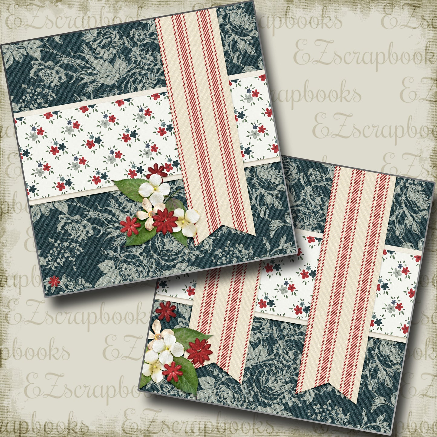 Americana NPM - 3821 - EZscrapbooks Scrapbook Layouts Girls, July 4th - Patriotic