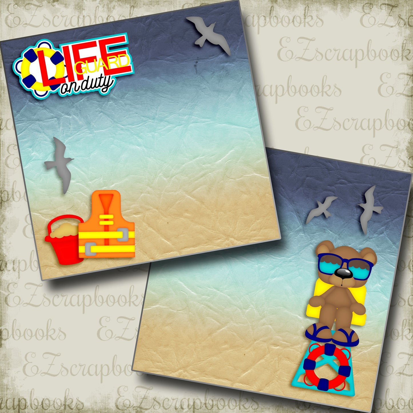 Life Guard on Duty NPM - 4929 - EZscrapbooks Scrapbook Layouts Beach - Tropical
