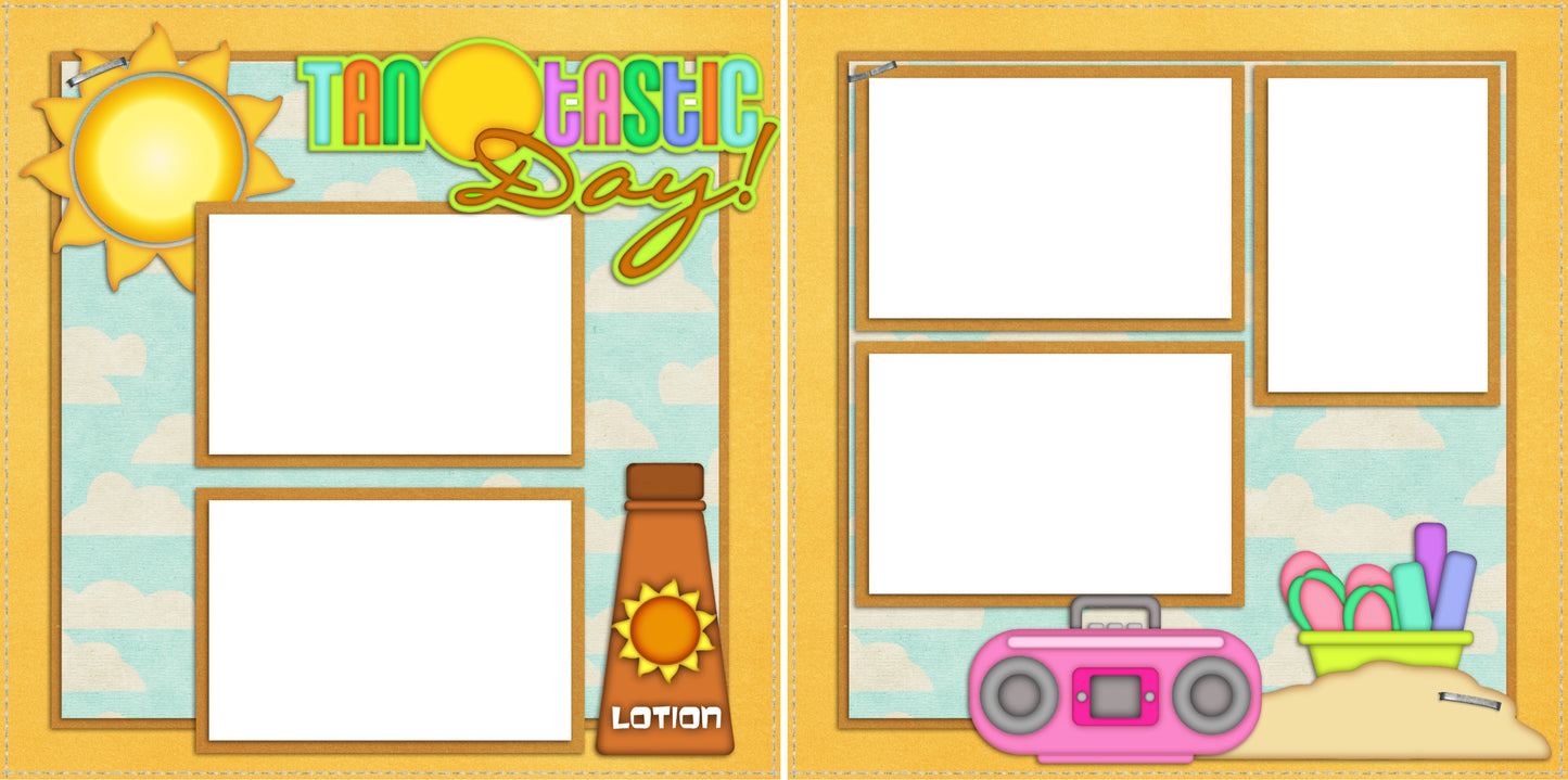 Tantastic - Digital Scrapbook Pages - INSTANT DOWNLOAD - EZscrapbooks Scrapbook Layouts Beach - Tropical, Summer