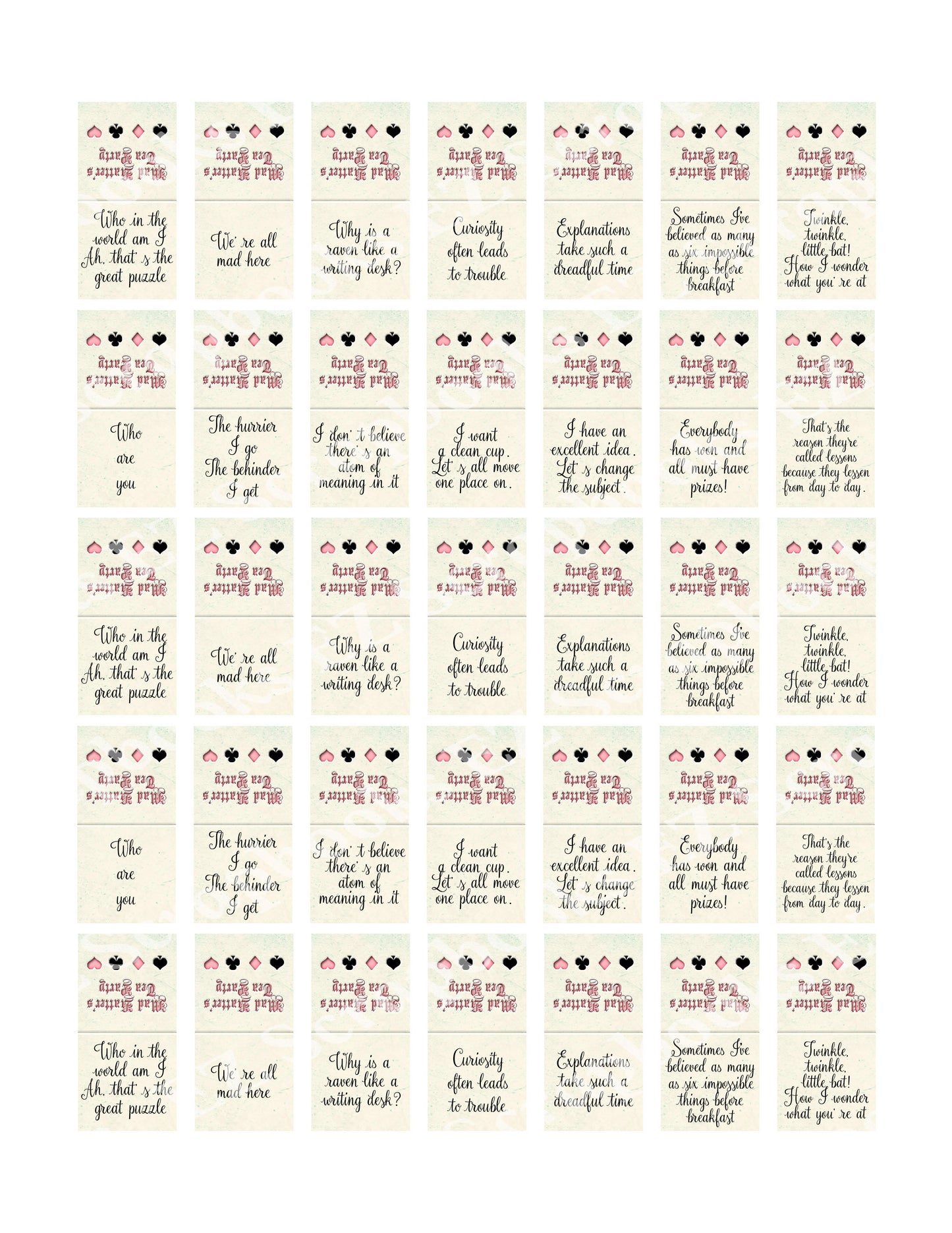 Alice Quotes Tea Envelopes Colored 2 - 9245 - EZscrapbooks Scrapbook Layouts Tea Envelopes, Wonderland