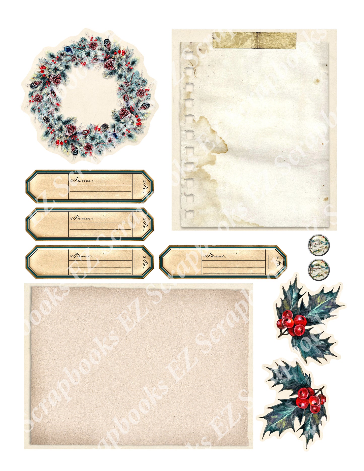 Vintage Christmas Embellishments 12 - 9389 - EZscrapbooks Scrapbook Layouts Christmas
