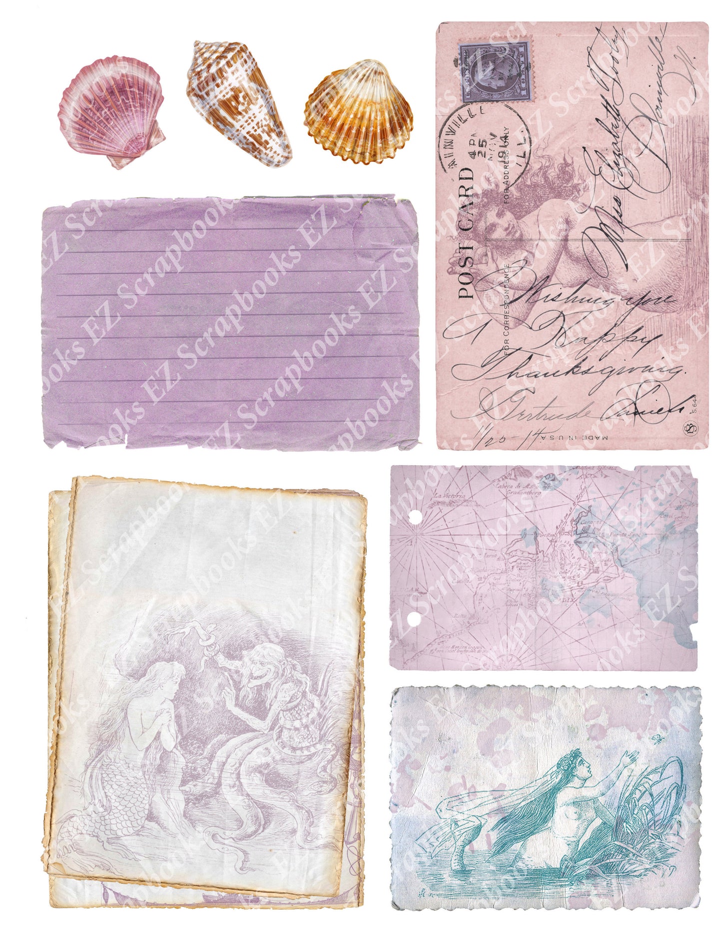 Mermaids Embellishments 5 - 9444 - EZscrapbooks Scrapbook Layouts Beach - Tropical, Mythical, Nautical