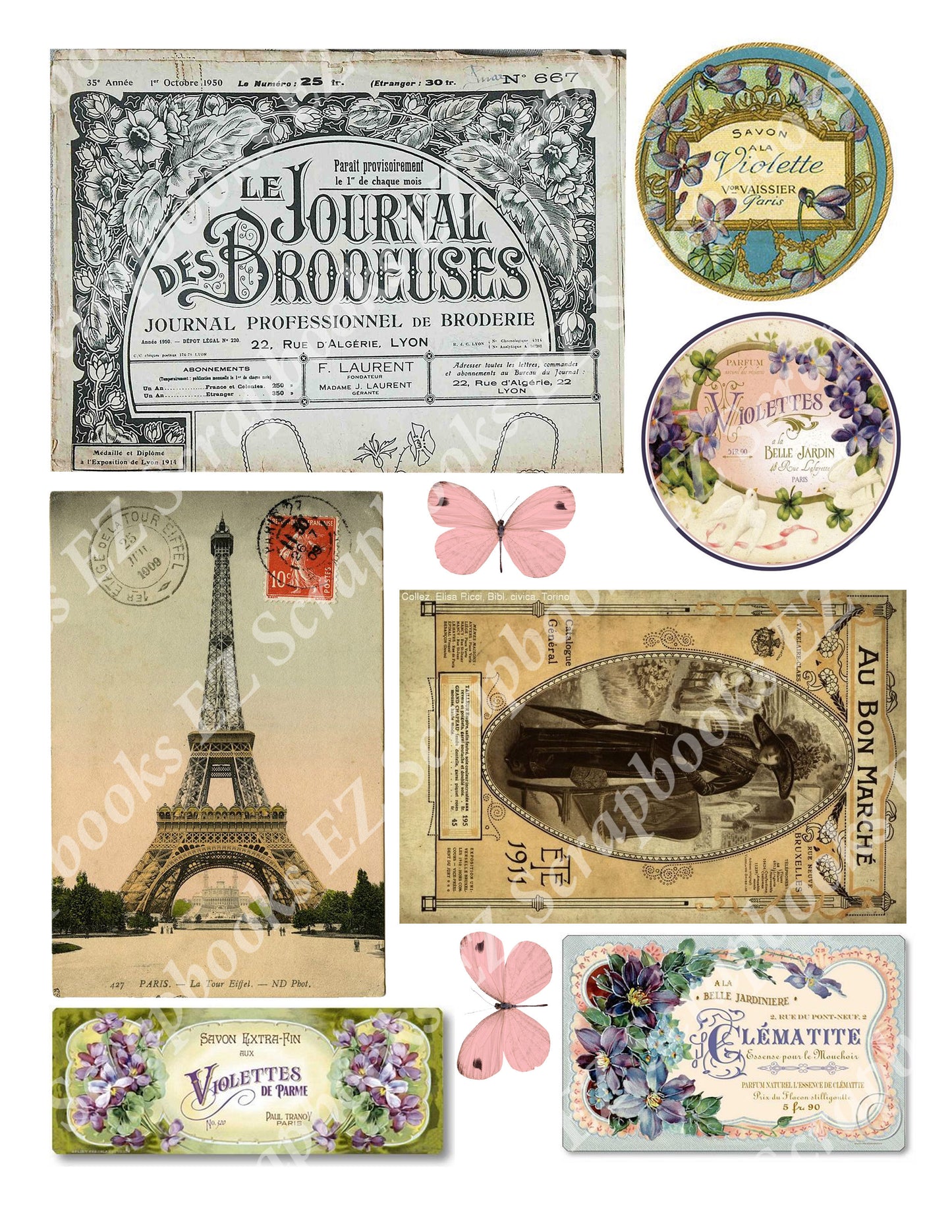 Pink Paris Embellishments - 9459