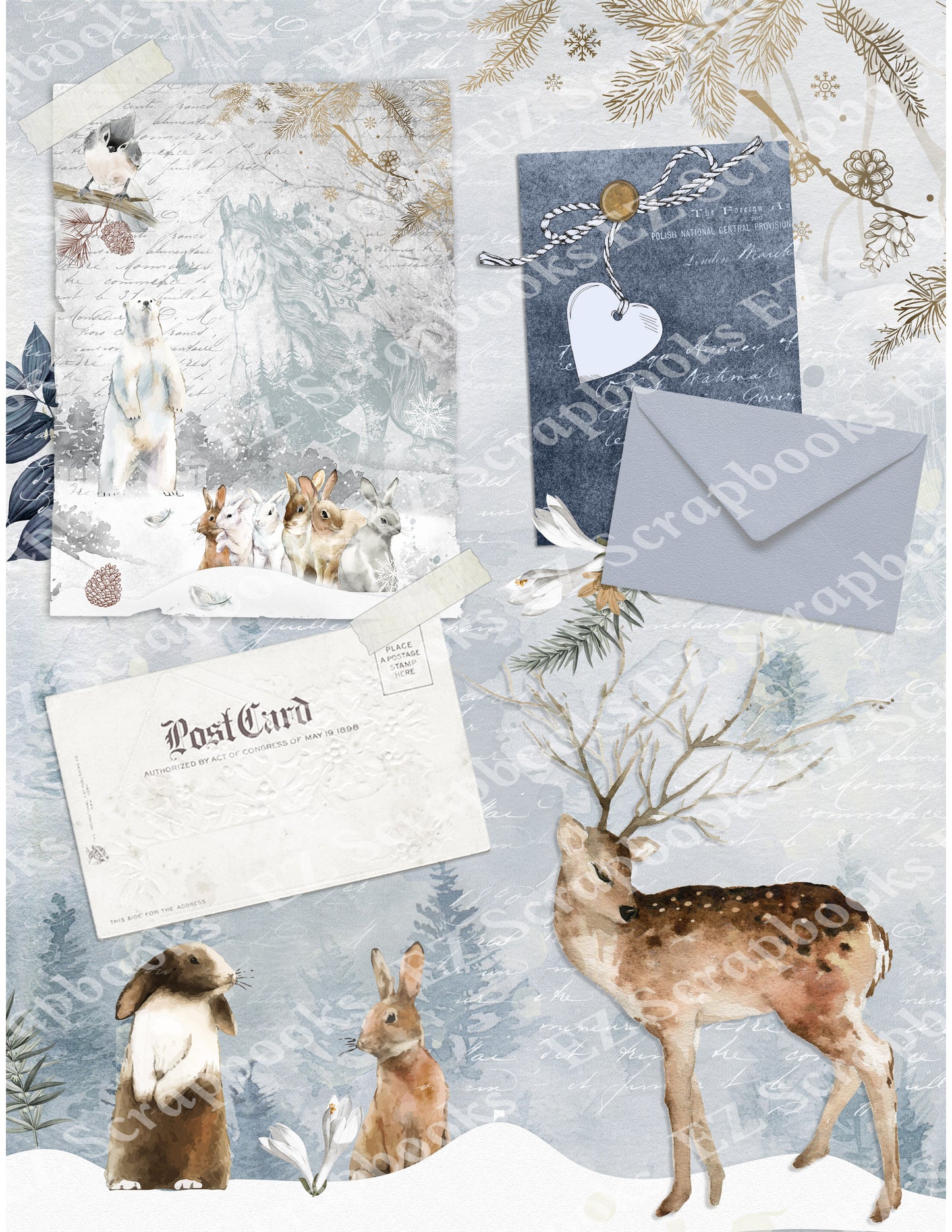 Winter Wonderland 4 Paper - 9562 - EZscrapbooks Scrapbook Layouts paper, Winter