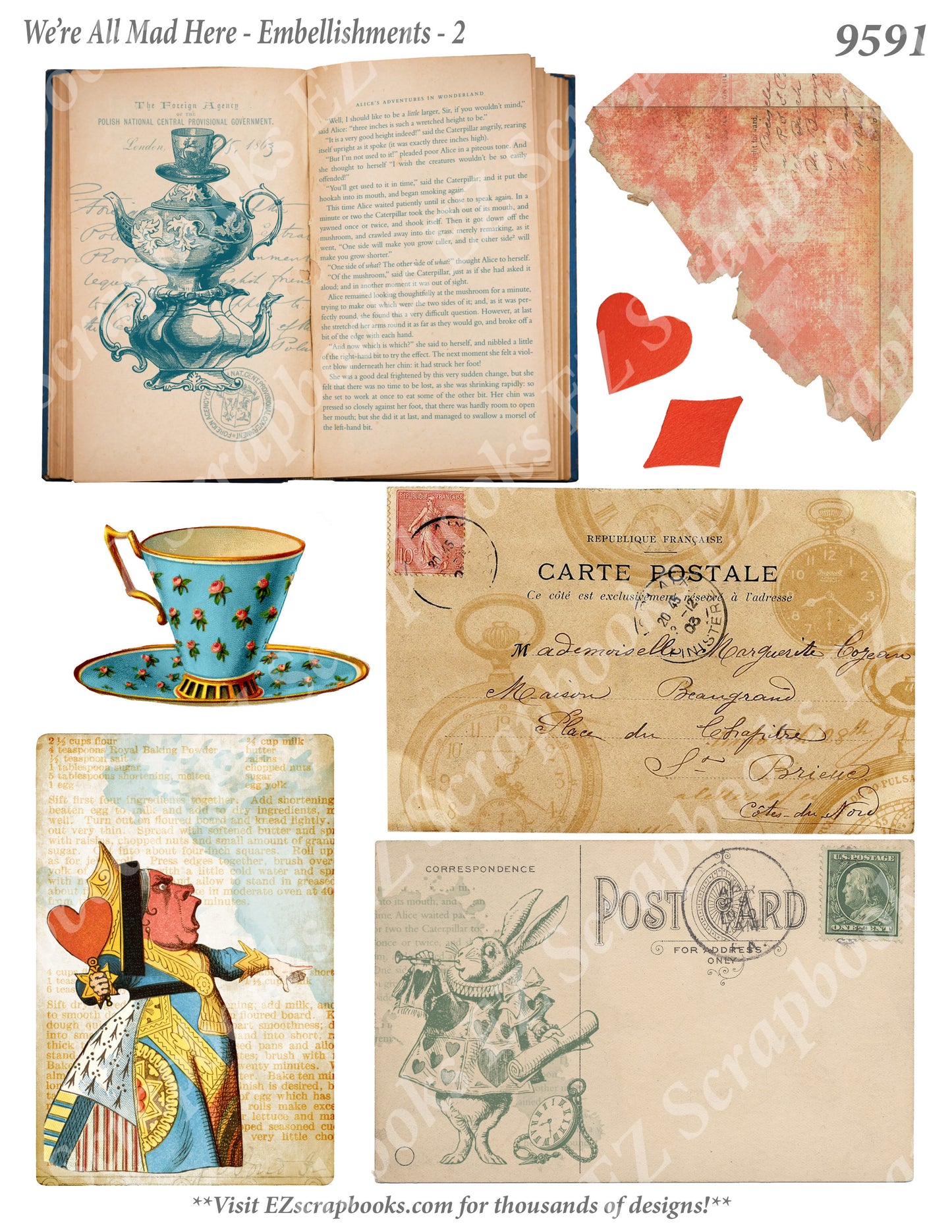 All Mad Here - Embellishments - 2 - 9591 - EZscrapbooks Scrapbook Layouts Wonderland