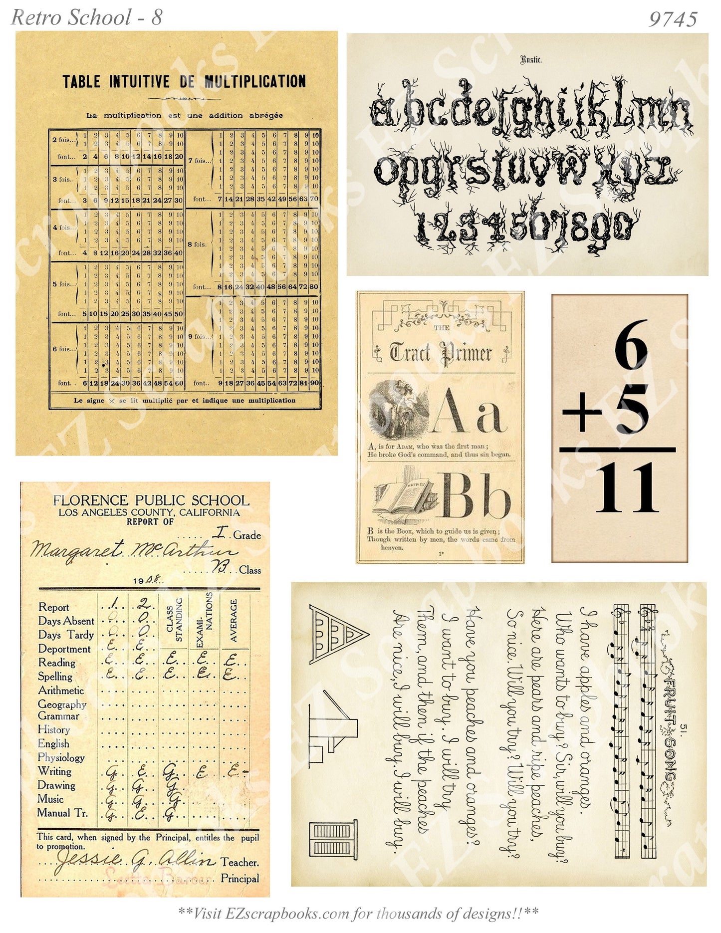 Retro School - Embellishments - 8 - 9745 - EZscrapbooks Scrapbook Layouts School, Vintage