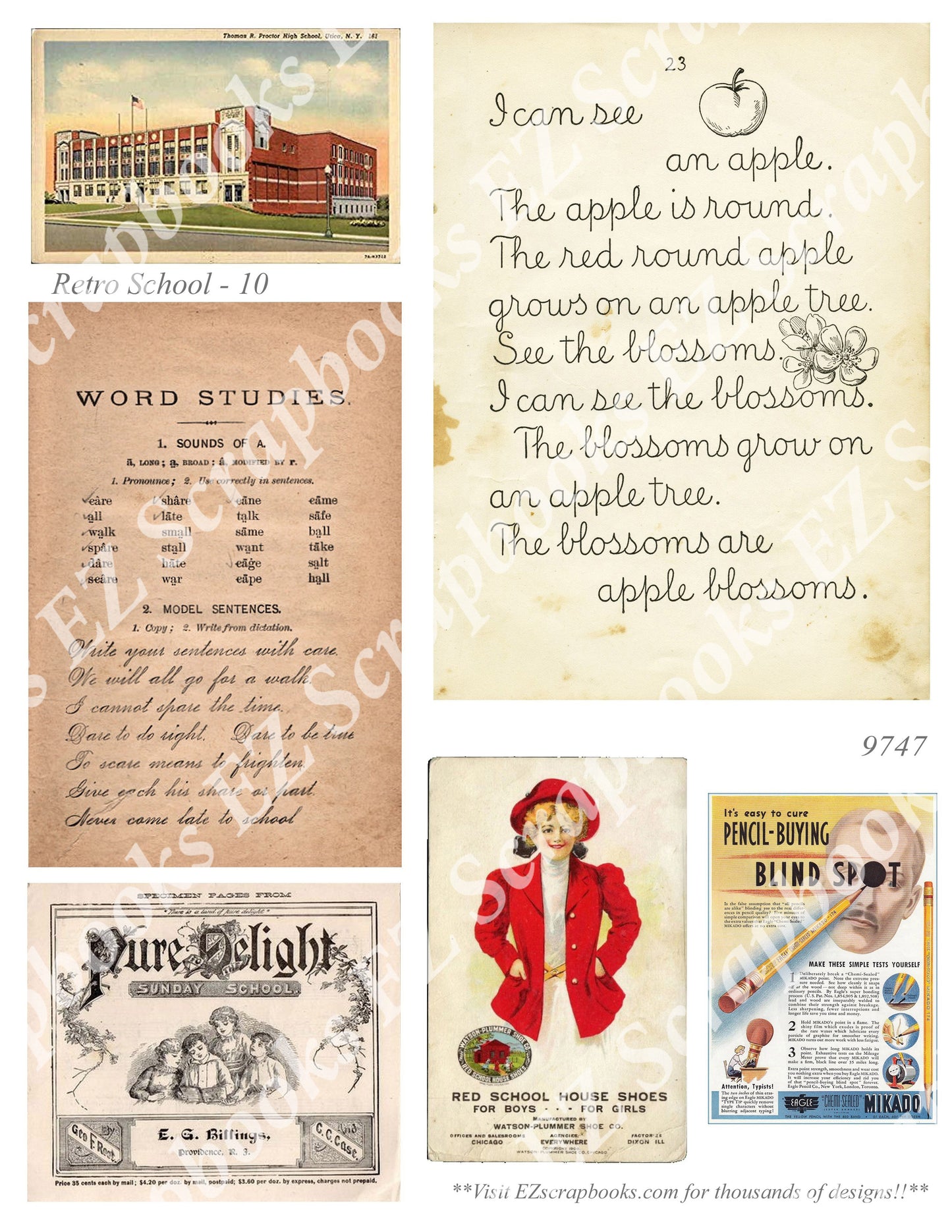 Retro School - Embellishments - 10 - 9747 - EZscrapbooks Scrapbook Layouts School, Vintage