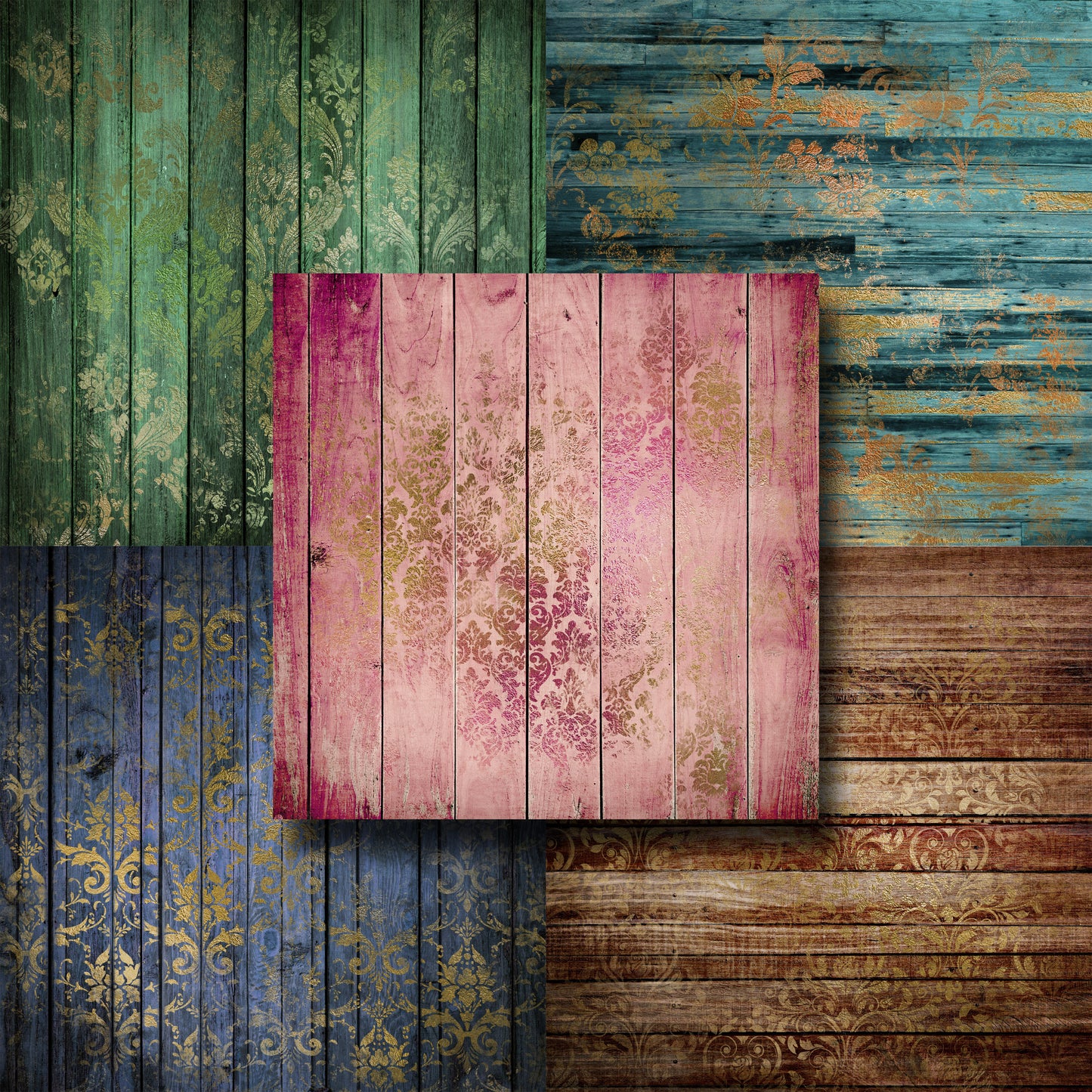 Rustic Wood Damask - Paper Pack - 8386