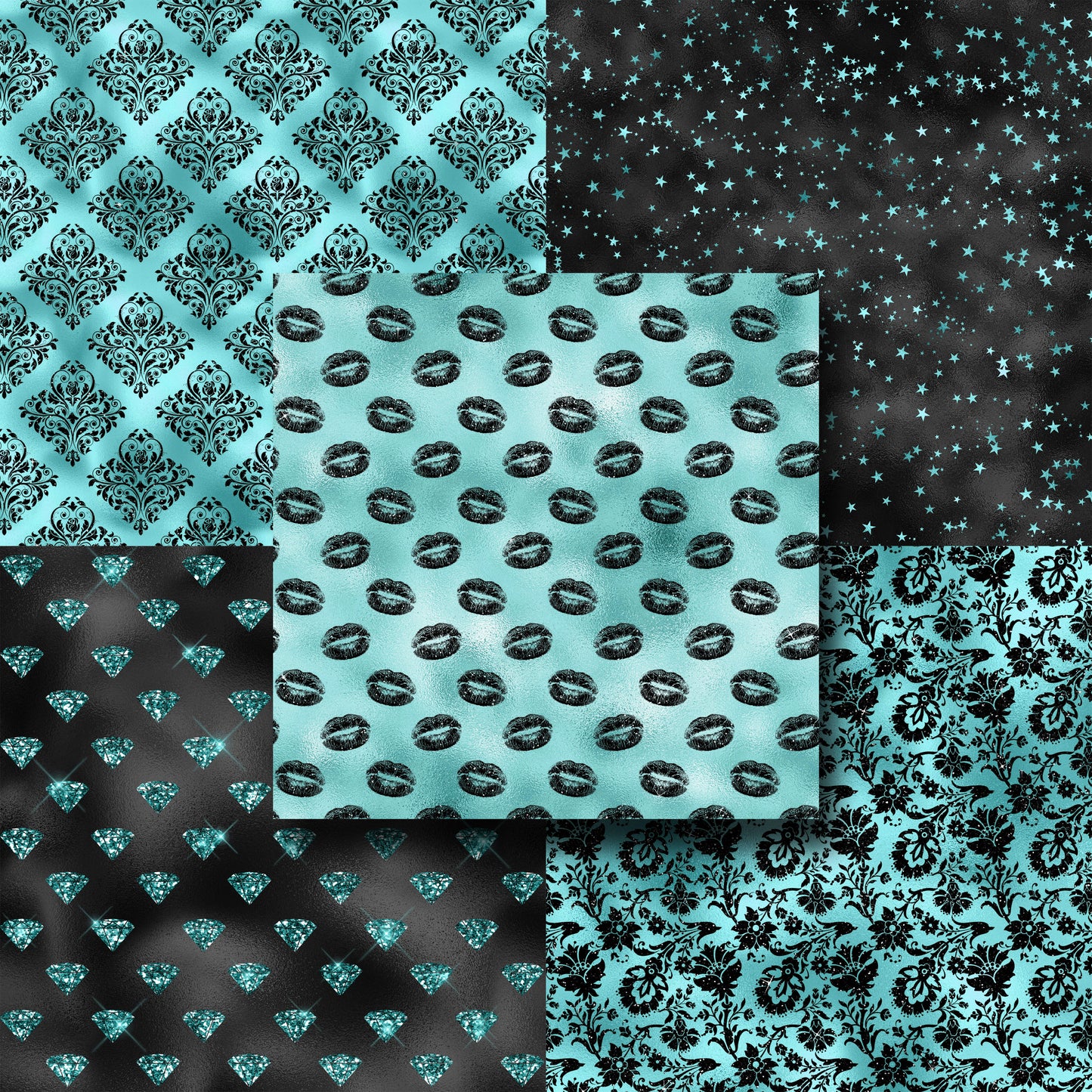Black & Aqua Glam - Paper Pack - 8379