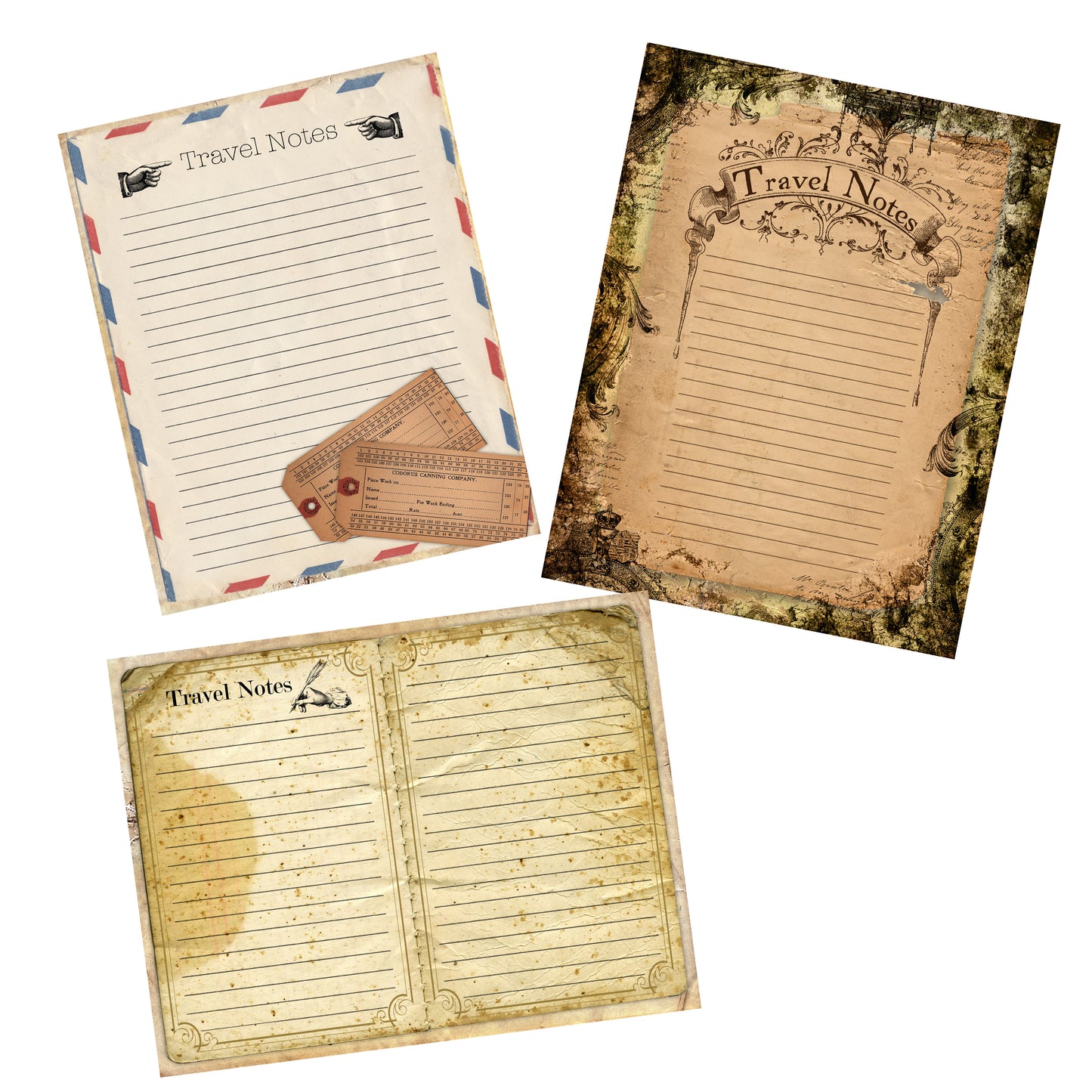 Travel Notes Journal Paper Pack - 7103 - EZscrapbooks Scrapbook Layouts Journals