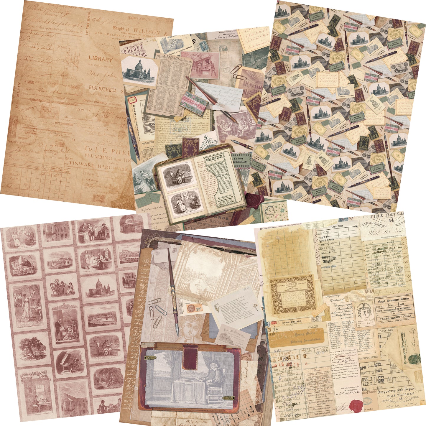 Vintage Library Paper Pack - 7500