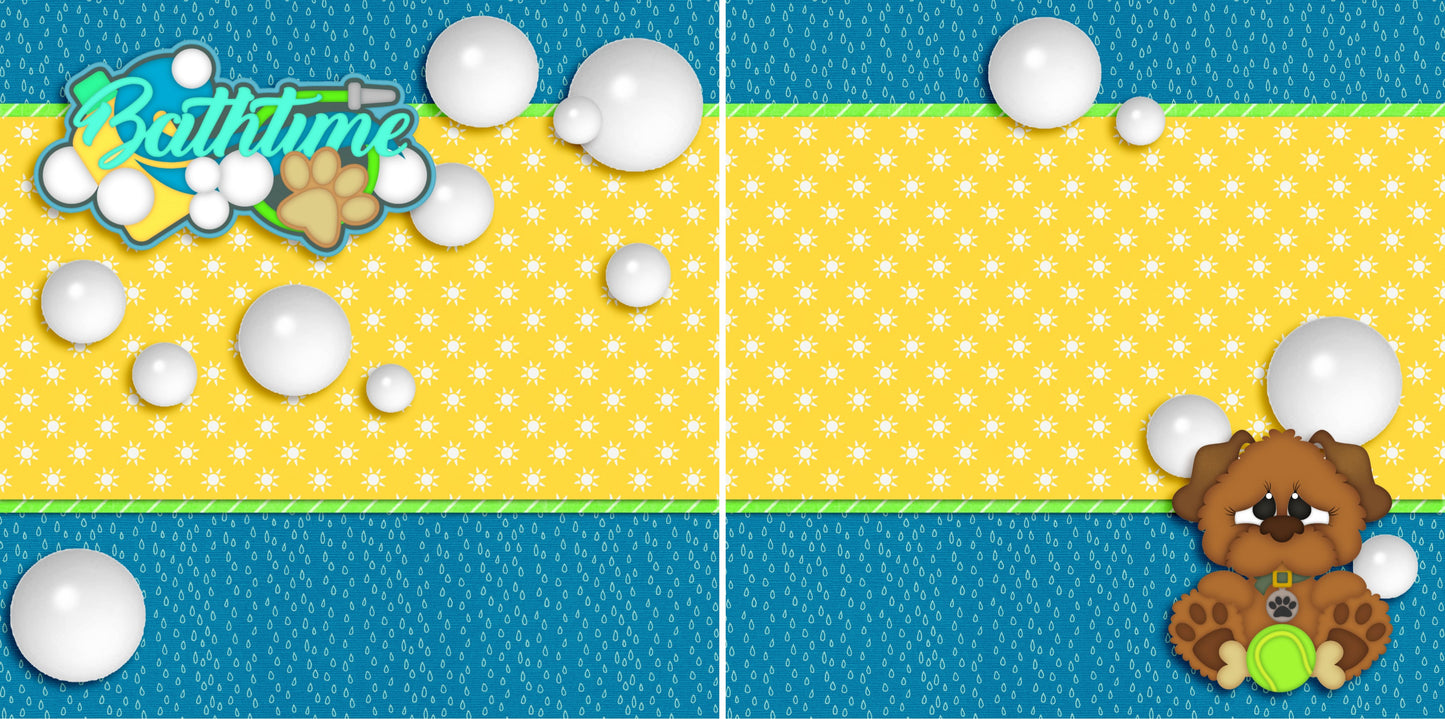 Bathtime NPM - 3133 - EZscrapbooks Scrapbook Layouts dogs, Pets