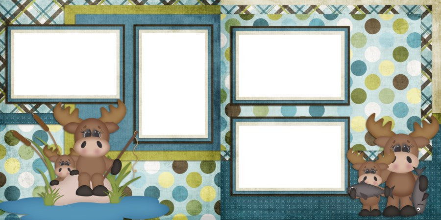 Another Moose Adventure - Digital Scrapbook Pages - INSTANT DOWNLOAD - EZscrapbooks Scrapbook Layouts Camping - Hiking, Hunting - Fishing