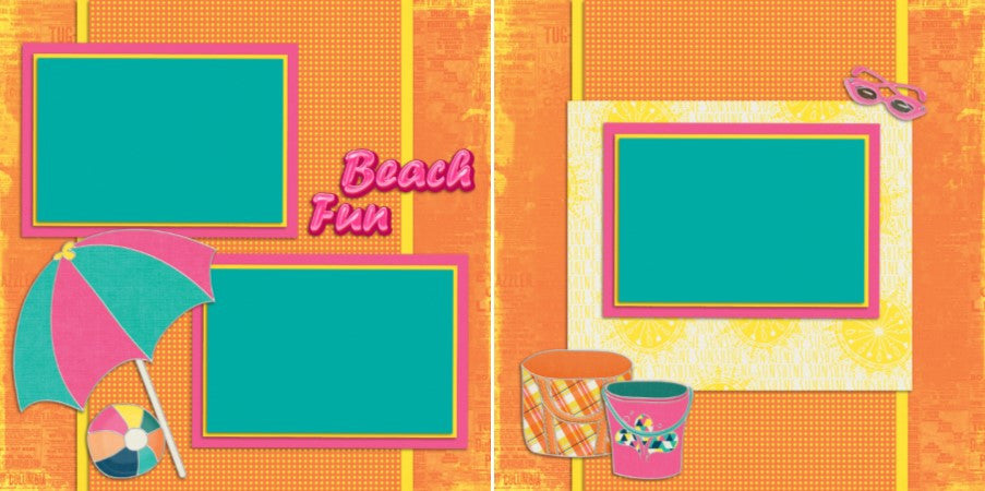 Beach Fun - 2072 - EZscrapbooks Scrapbook Layouts Beach - Tropical, Kids, Summer, Vacation