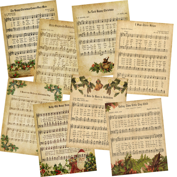 Christmas Sheet Music on Parchment Paper, Xmas Wrapping Sheets, Digital  Download, Vintage Songs, Printed Carols, Noel Theme, Junk Journal (Instant  Download) 