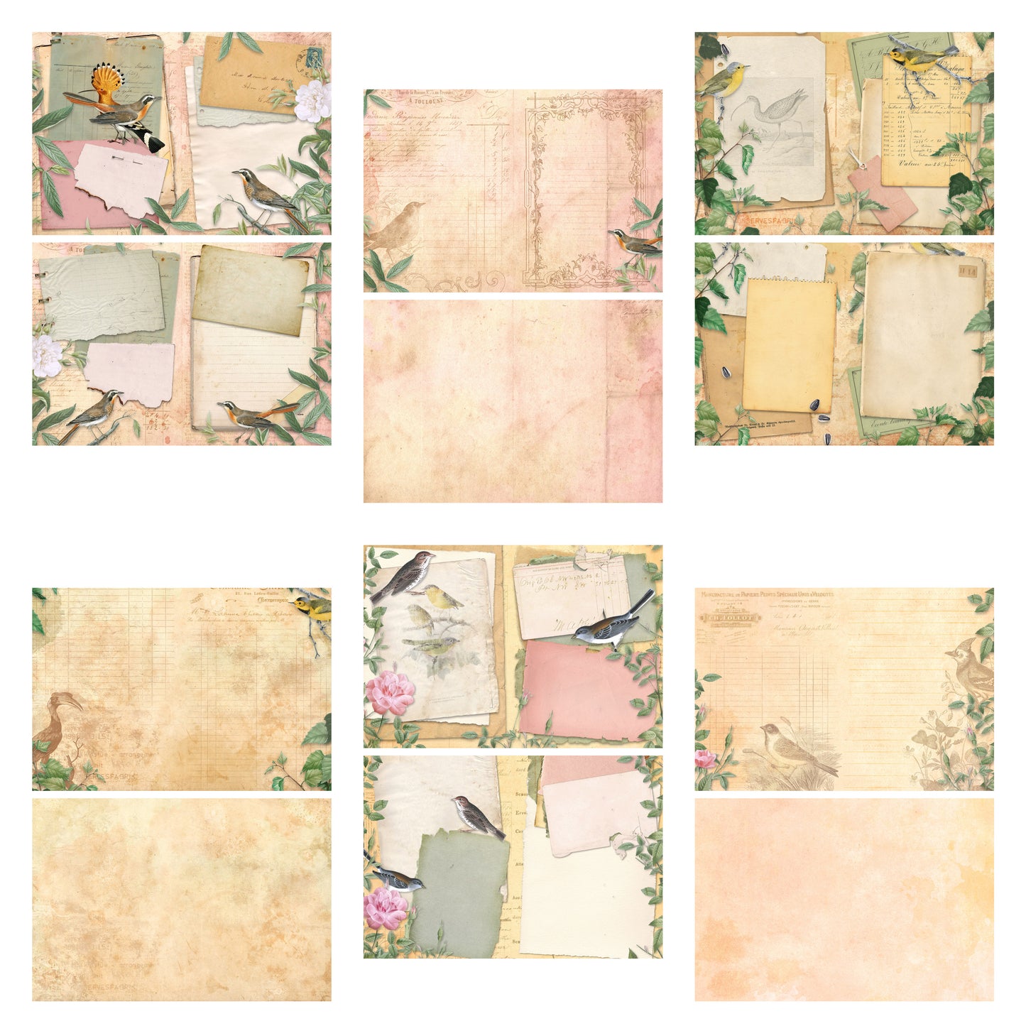 Vintage Birds Mini Journal Pages - 7467
