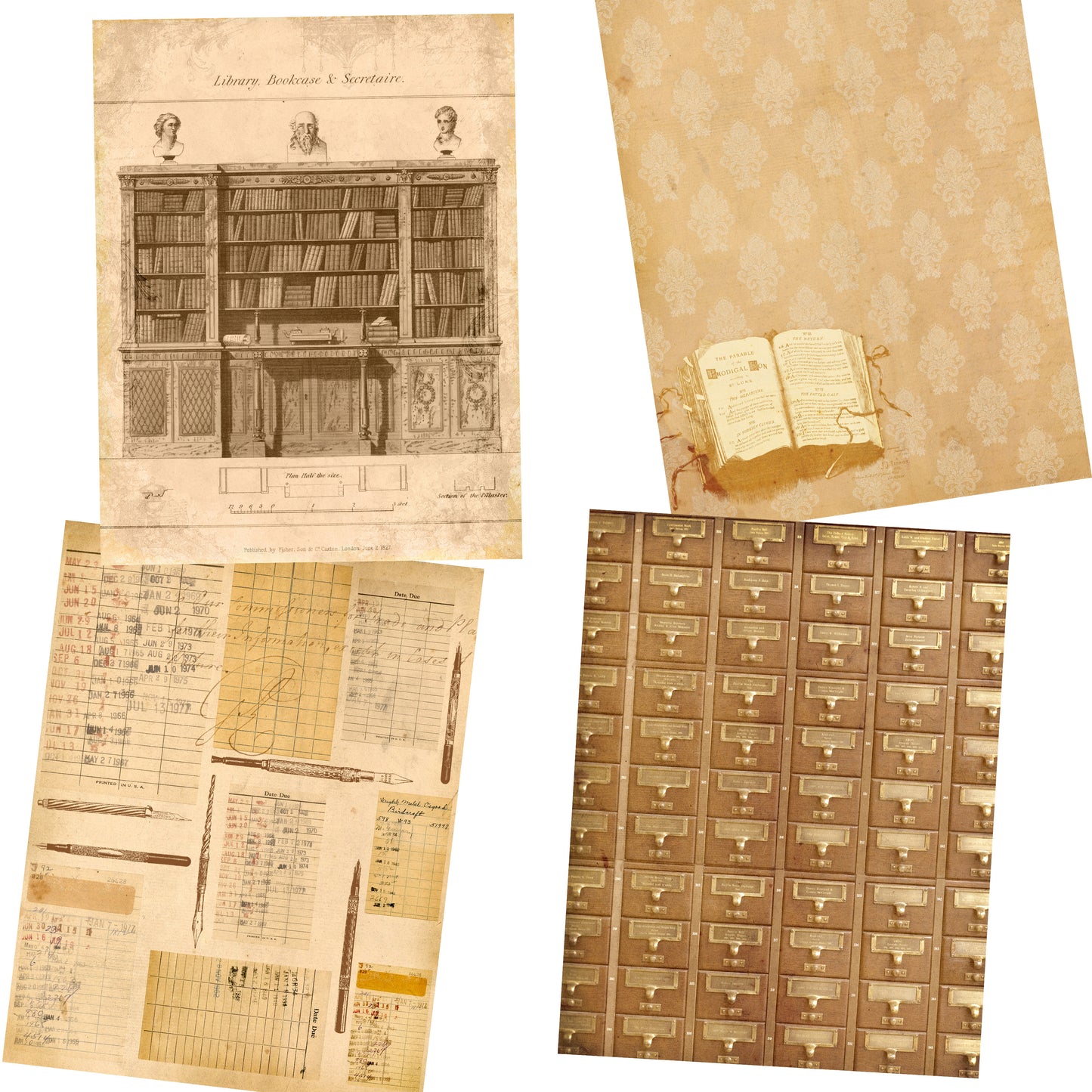 Library Journal Paper Pack - 7102 - EZscrapbooks Scrapbook Layouts Journals
