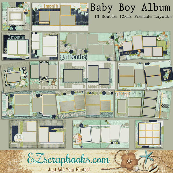 Baby Boy - Premade Scrapbook Pages - EZ Layout 4034