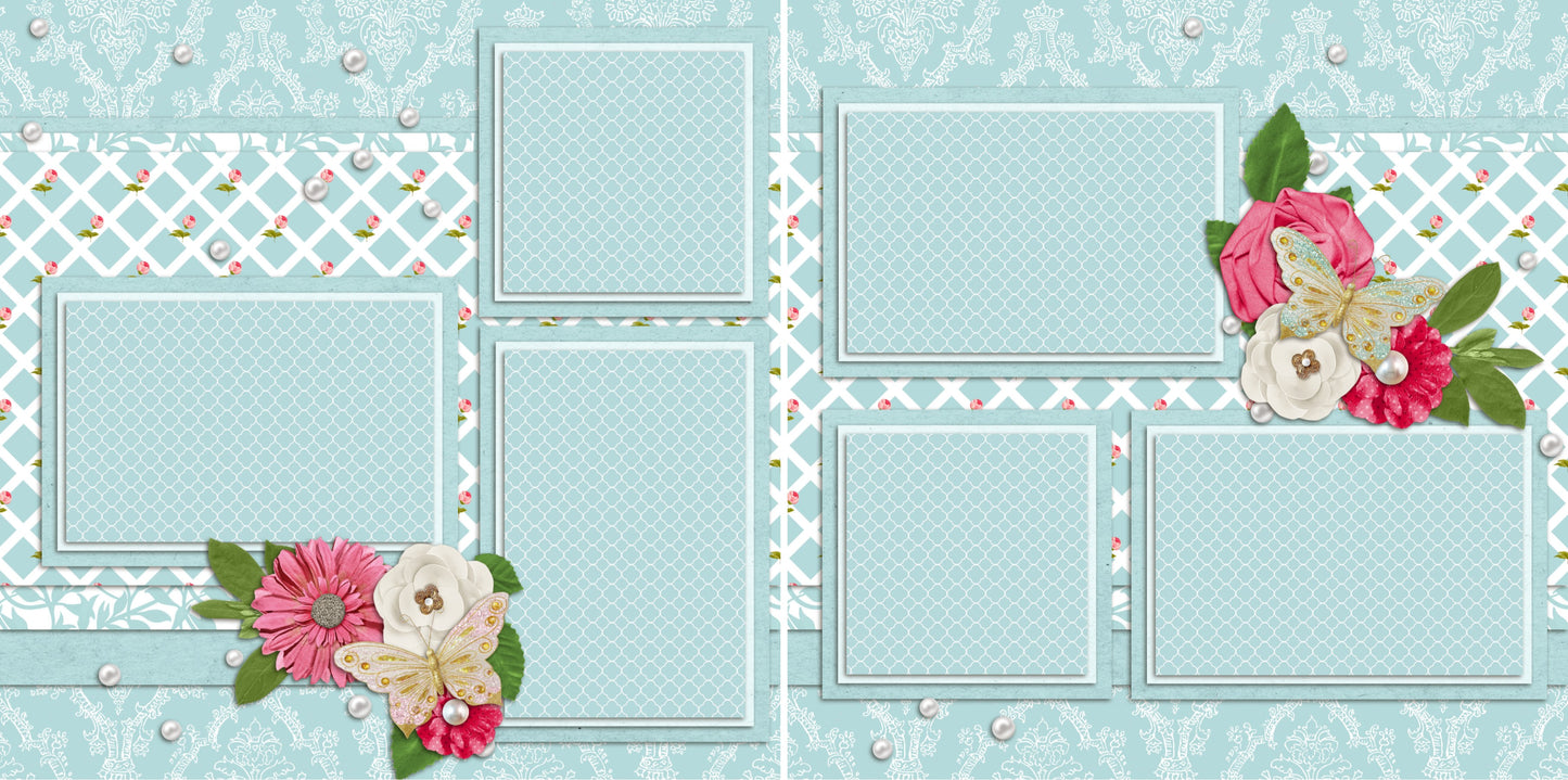 Blue Rose Garden - 2204 - EZscrapbooks Scrapbook Layouts Girls, Other