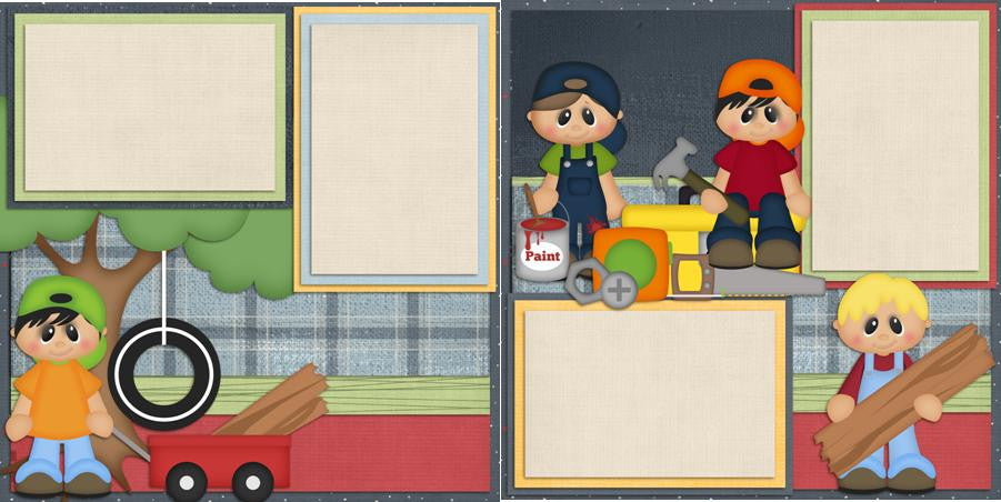 Boys Being Boys - 424 - EZscrapbooks Scrapbook Layouts Boys, Family, Kids, Outside Play, Summer