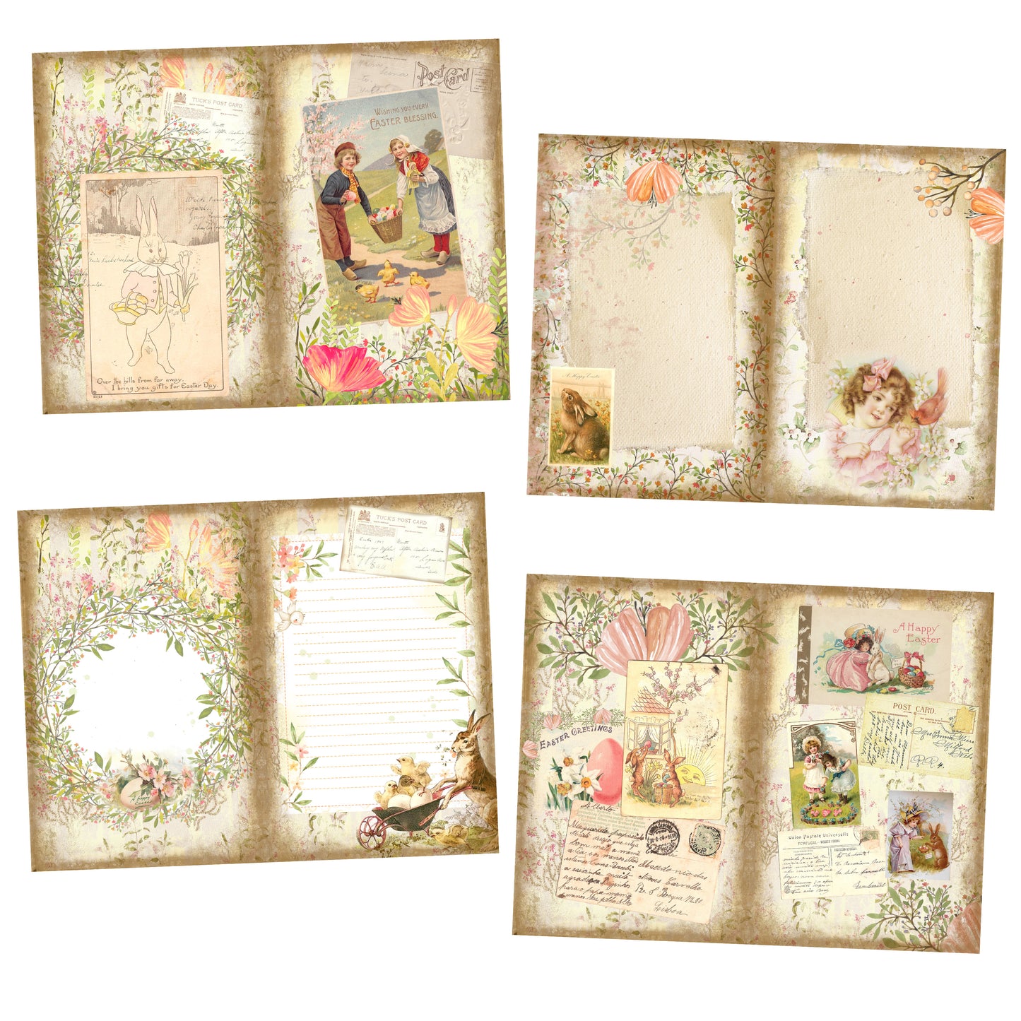 Vintage Easter Junk Journal - 7169 - EZscrapbooks Scrapbook Layouts Journals, Spring - Easter