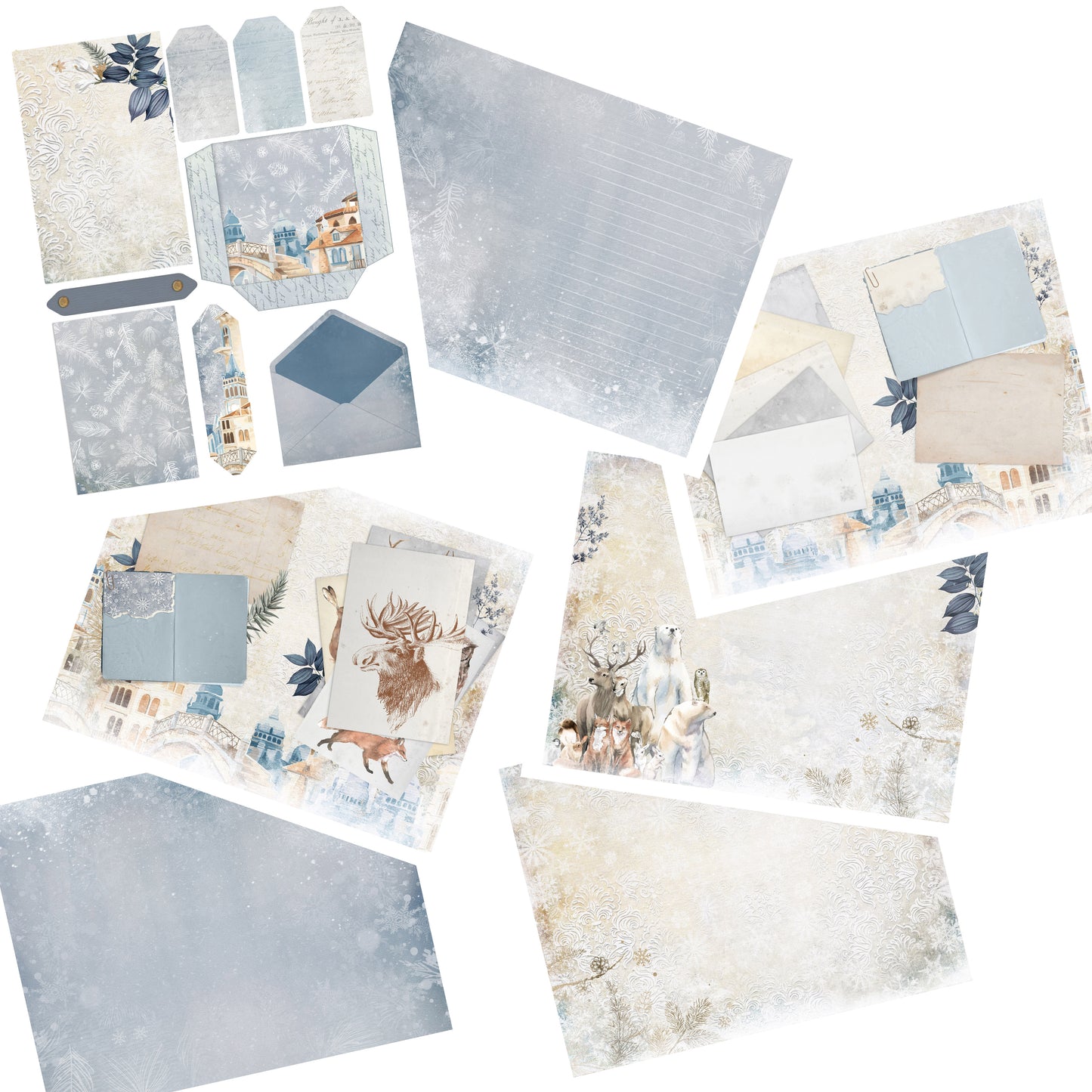 Winter Wonderland Journal Page Set - 7333 - EZscrapbooks Scrapbook Layouts Journals, Winter