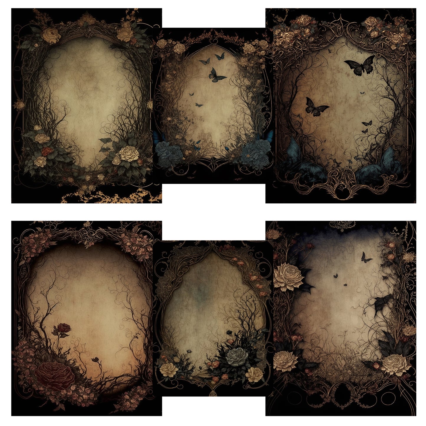 Dark Floral Frames Paper Pack - 23-7143