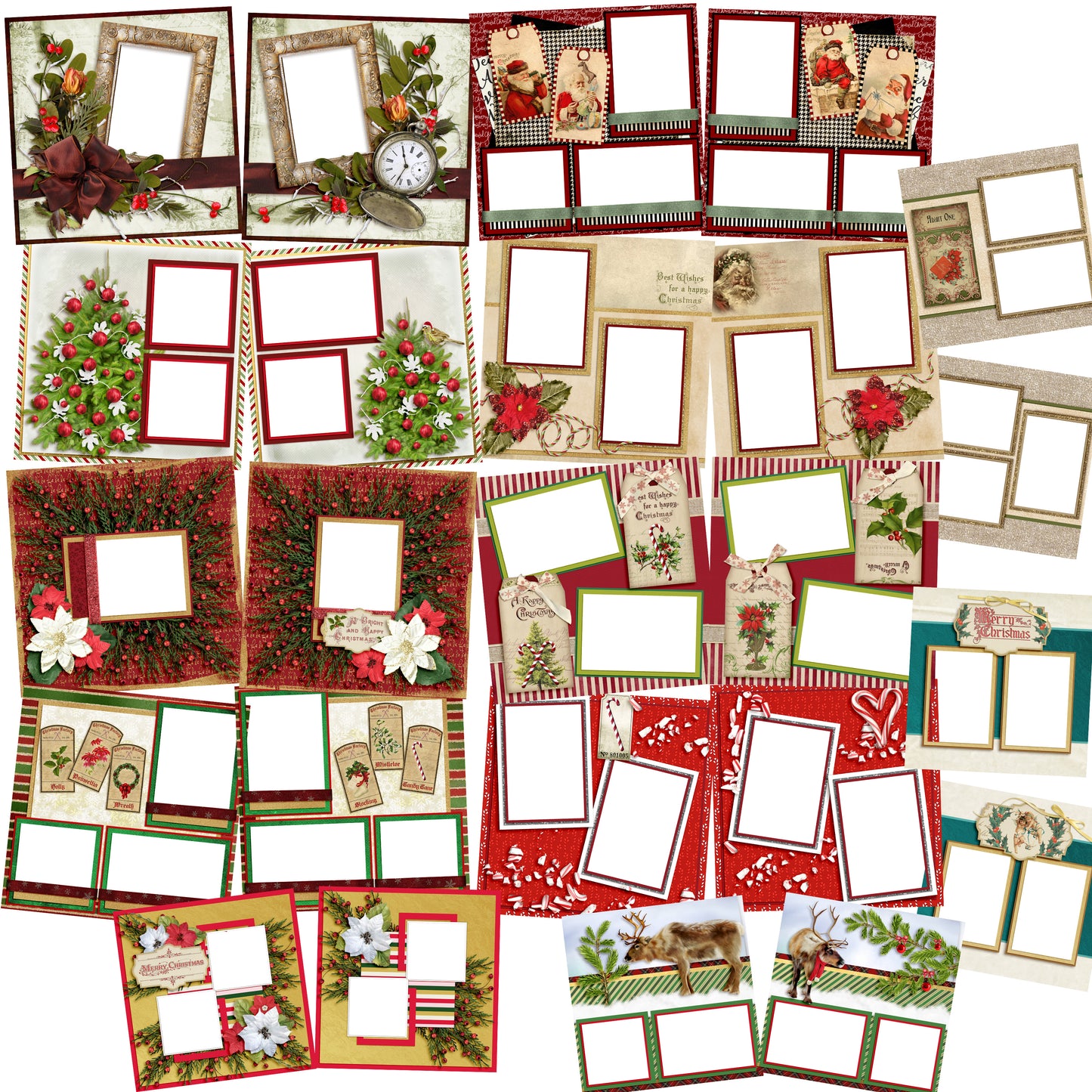 Christmas Collection 1 - Digital Bundle - 24 Digital Scrapbook Pages - INSTANT DOWNLOAD - EZscrapbooks Scrapbook Layouts Christmas, Digital Bundle