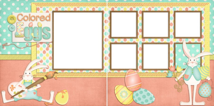 Colored Eggs - Digital Scrapbook Pages - INSTANT DOWNLOAD - EZscrapbooks Scrapbook Layouts Spring - Easter