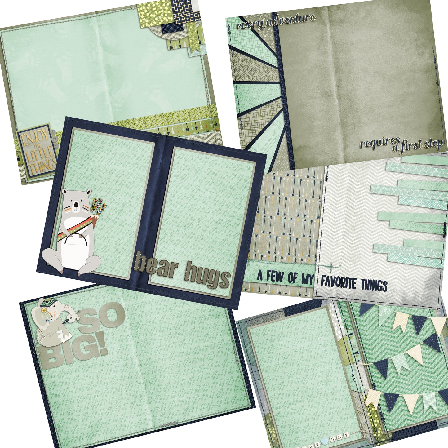 Baby Boy First Year Journal - INSTANT DOWNLOAD - EZscrapbooks Scrapbook Layouts Digital Journals