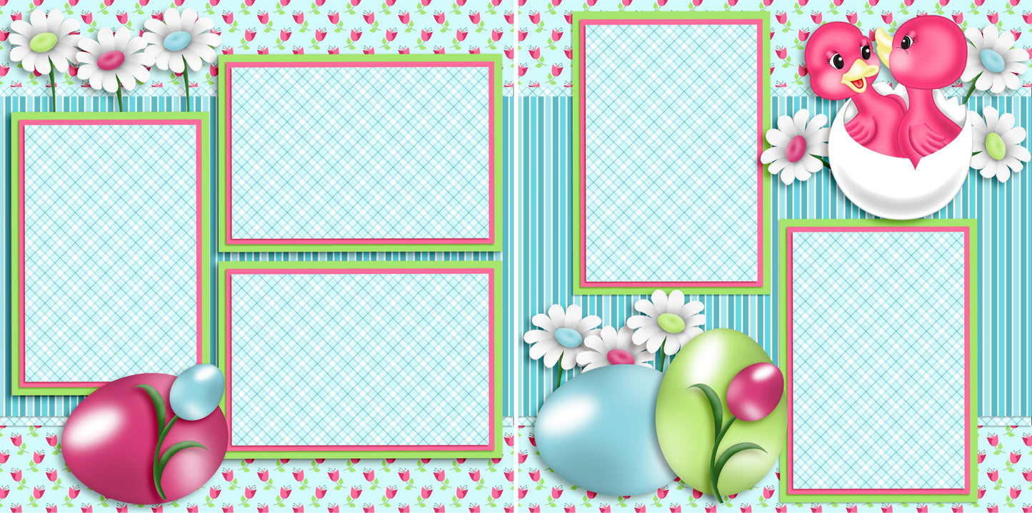 Easter Ducklings - 3732 - EZscrapbooks Scrapbook Layouts Spring - Easter