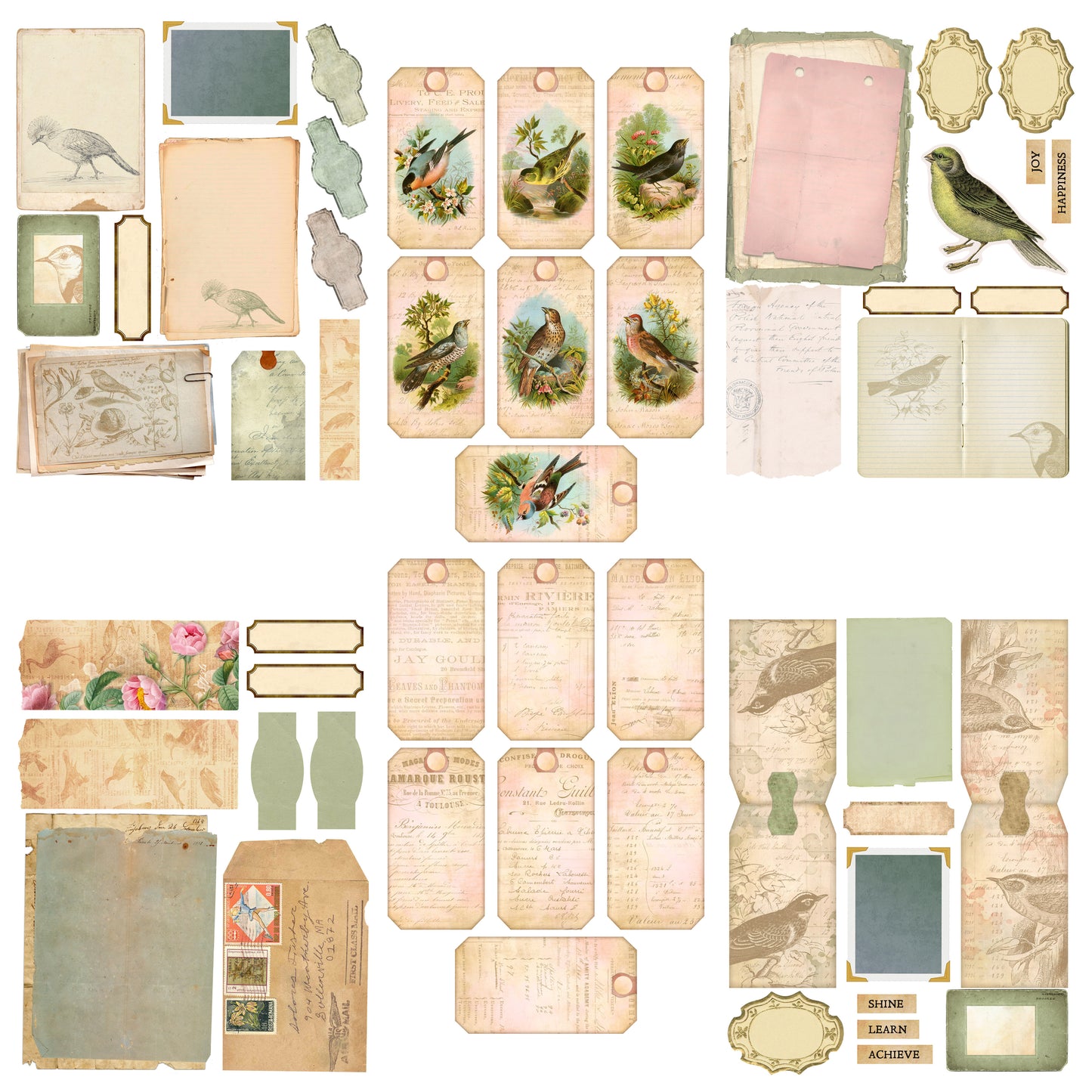 Vintage Birds Embellishment Pack - 7469