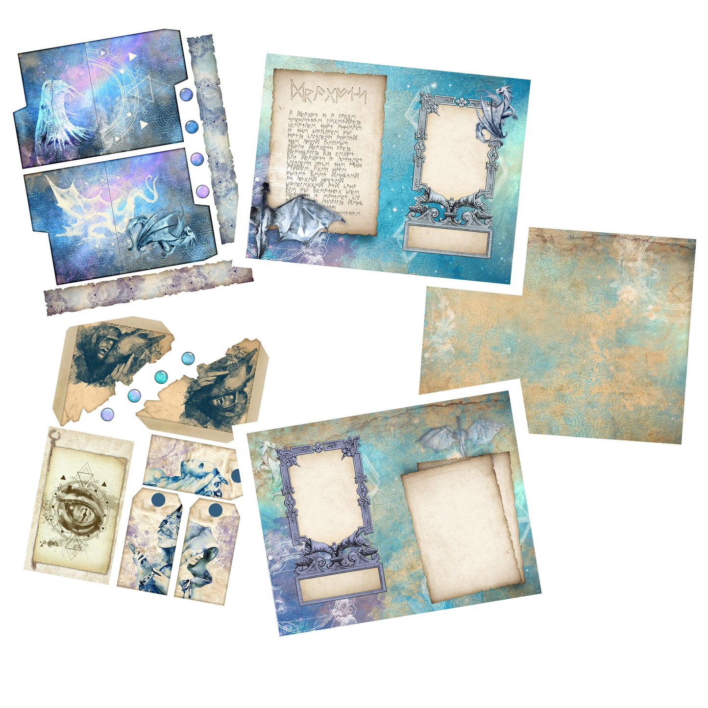 Dragons Junk Journal Kit - 7212 - EZscrapbooks Scrapbook Layouts Journals, Mystical-Fantasy