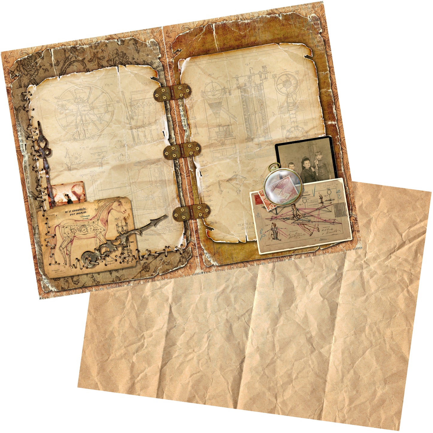Steamtime Junk Journal - 7018 - EZscrapbooks Scrapbook Layouts Journals, Steampunk