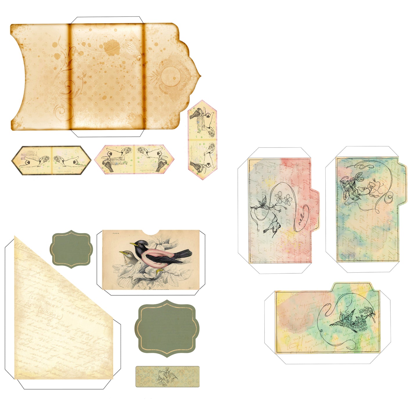 Vintage Birds Journal Kit - 7133 - EZscrapbooks Scrapbook Layouts Journals