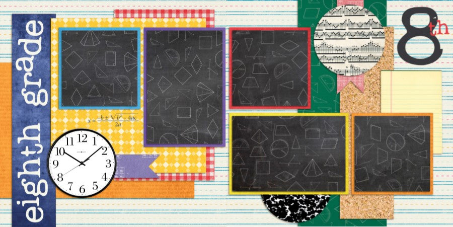 School Days K-8 Set of 9 Double Page Layouts - EZscrapbooks Scrapbook Layouts Kids, School