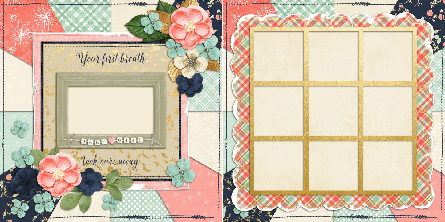 Baby Girl Album - 1042 - EZscrapbooks Scrapbook Layouts Baby - Toddler