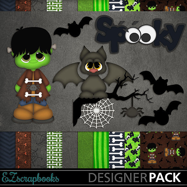 Frankie - Halloween - Digital Kit - INSTANT DOWNLOAD - EZscrapbooks Scrapbook Layouts Halloween, Kits