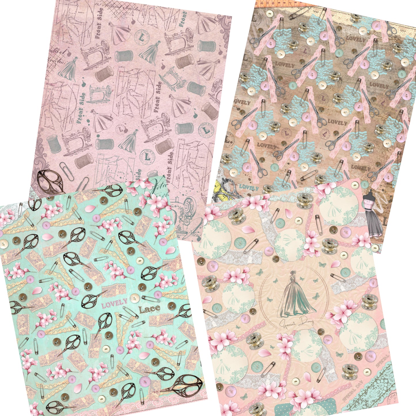 Lovely Lace Paper Pack - 7335 - EZscrapbooks Scrapbook Layouts Journals, paper pack, Sewing